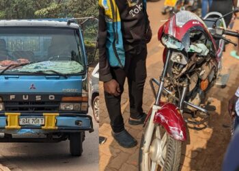 Impanuka ikomeye yabereye mu gace ka Rwampara, ikamyo yagonze moto, umumotari arakomereka bikomeye