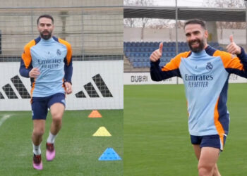 Dani Carvajal yatangiye imyitozo nyuma y’imvune ya ACL, yizeza abafana kugaruka vuba