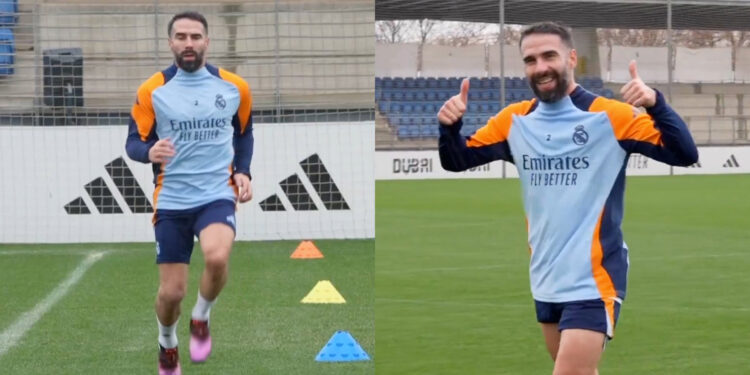 Dani Carvajal yatangiye imyitozo nyuma y’imvune ya ACL, yizeza abafana kugaruka vuba