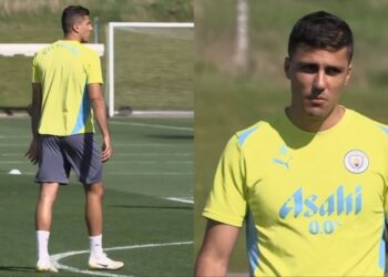 Rodri yagarutse mu myitozo hamwe n’ikipe ye Man City mbere y’imikino ya nyuma y’iyi season!