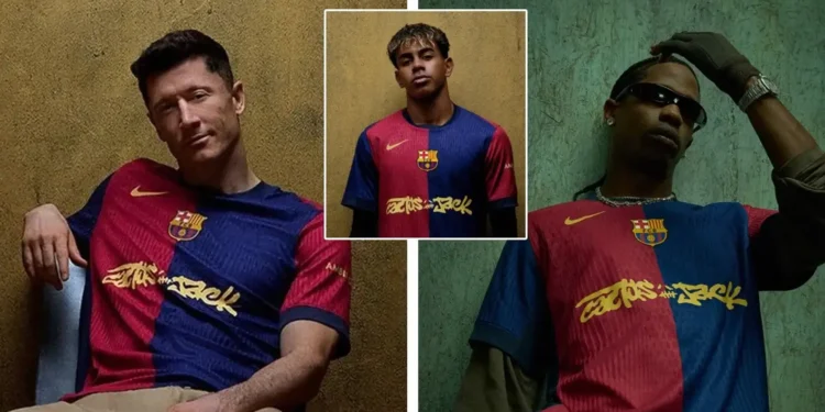 Barça yamuritse umwambaro mushya izakinisha ku mukino wa  El Clasico ufite ibirango bya Travis Scott ‘Cactus Jack’